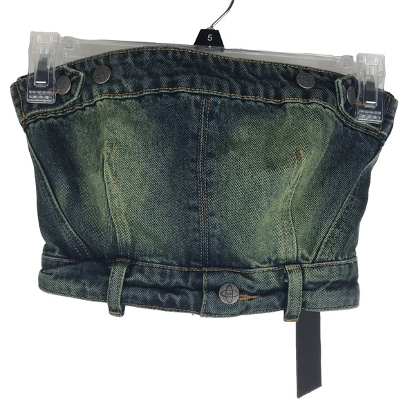 NWT Jaded London Denim Strapless Midi Dress 2 In 1 Zip Off Bandeau Corset Size 0 - Picture 7 of 16